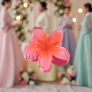 Pinza para el pelo Jc de 8 cm con forma de flor de plástico, accesorios para el cabello duraderos para damas, para fiestas y uso diario. - Product Image 2