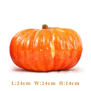 2024大きなオレンジ色のプラスチックフォームカボチャ手描きの収穫祭秋の模造カボチャ感謝祭の家の装飾