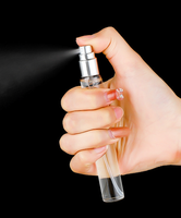 Flacon en verre transparent écologique de 10 ml avec pulvérisateur à pompe en aluminium et tube à capuchon long, mini flacon de parfum vide en verre