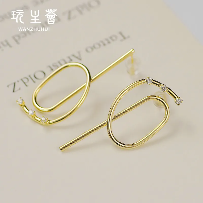 Wholesale Chinese gold plated black lives matter 925 silver line earring wholesale earing