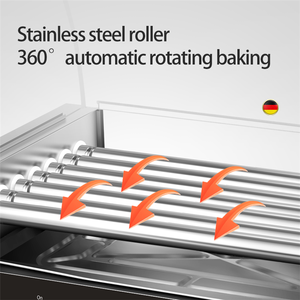 Commercial Hot Dog Roller Grill Stainless Steel Automatic Sausage Rolling Cooker With Glass Shield & Bun Warmer - Product Image 2