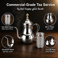 Théière en acier inoxydable 1,5 L, cafetière arabe Dallah, bouilloire à long bec avec filtre pour hôtel et restaurant du Moyen-Orient