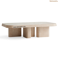 Table basse d'extérieur de qualité supérieure en marbre poli à la main à grain unique Style minimaliste moderne Utilisation par tous les temps pour les hôtels