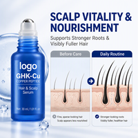 Gel Kulit Kepala & Rambut GHK-Cu Copper Peptide 30ml Private Label, Formula Tri-Aktif dengan Kafein & Biotin, Memperkuat Folikel Rambut