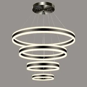 Lâmpada pingente inteligente Moderna para sala de jantar Living Acrylic Circle Ring Chandelier Dimmable Bedroom Kitchen Interior Lighting