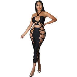 Robe longue de soirée sexy sans manches à col halter et dos nu pour femme <span class=keywords><strong>Liu</strong></span> Ming OEM ODM - Product Image 5