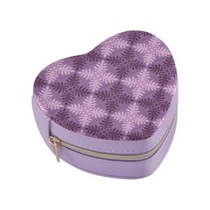 New Arrival Hawaii Purple Ulu Design Custom Heart Shape Zipper Portable Jewelry <b>Storage</b> <b>Box</b> PU Leather <b>Mini</b> Travel Jewelry Cases - Product Image 1