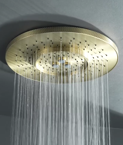 Pommeau de douche de <span class=keywords><strong>plafond</strong></span> en laiton et acier inoxydable de style moderne avec pulvérisation de pluie finition or brossé pour la maison appartement salle de bain - Product Image 2