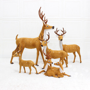 Juego <span class=keywords><strong>de</strong></span> Renos Flocados para Decoración Navideña, Figuras Realistas <span class=keywords><strong>de</strong></span> Renos <span class=keywords><strong>de</strong></span> Pie y Acostados, Decoración Rústica para Ventanas Navideñas - Product Image 3