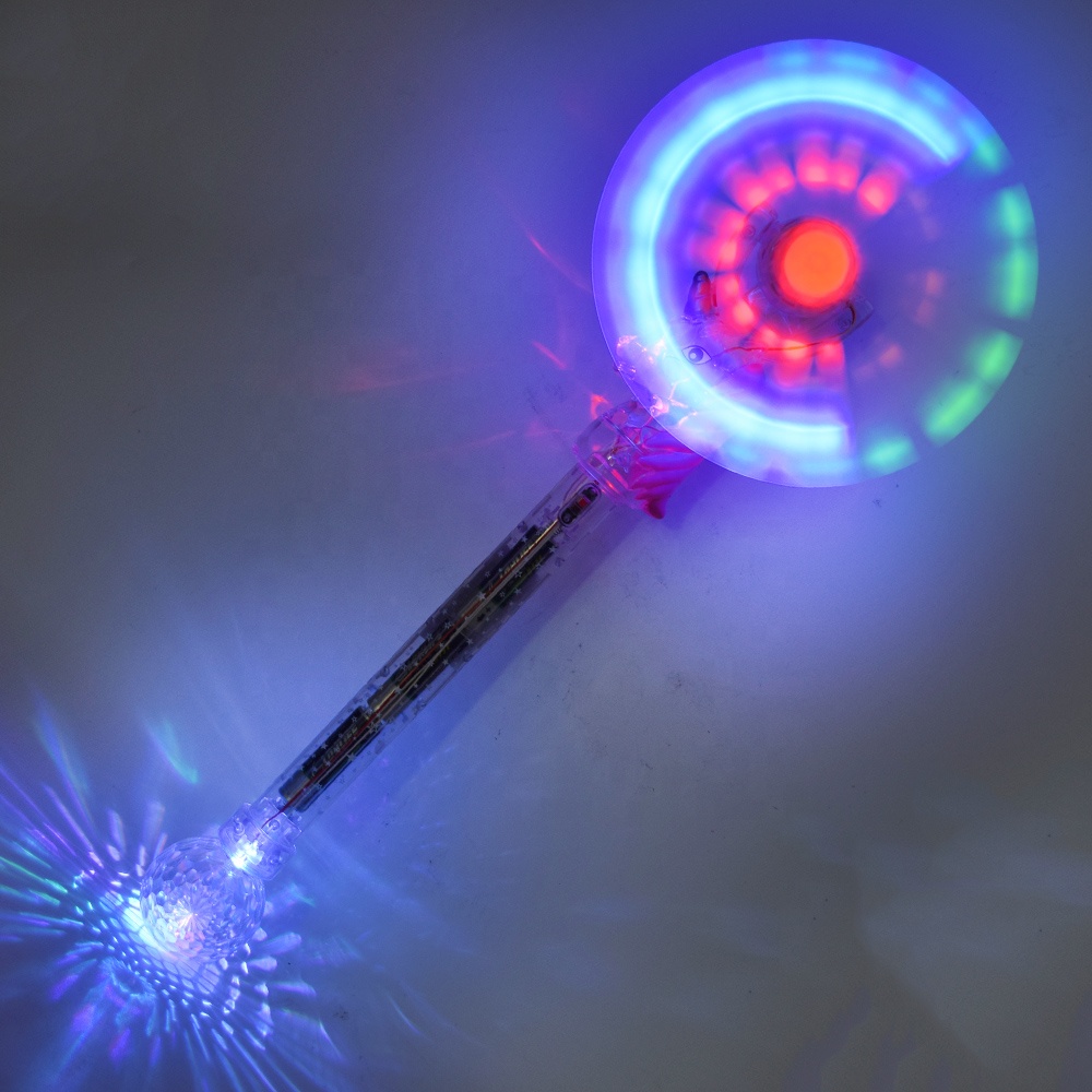 Glowing unicorn Party Toys transparent Led Rainbow Spinning Flashing Light Up Windmill Wands