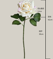 Rose artificielle en soie à toucher réel, hydratante, à tige unique, pour décoration extérieure et intérieure, accessoires photo, Saint-Valentin