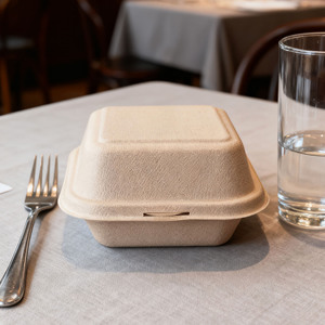 Caja Biodegradable Desechable de Bagazo de Caña de Azúcar para Hamburguesas, Caja de Almuerzo, Caja Tipo Concha, Envase para Alimentos - Product Image 1