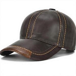 Gorra de Béisbol de Cuero Genuino Marrón con Logotipo Personalizado, Gorra de Cuero de 6 Paneles de Alta Calidad, Etiqueta Privada OEM, Gorra de Cuero para Hombre - Product Image 1