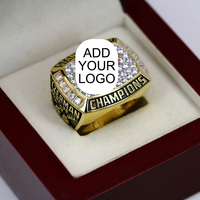 Bague de championnat MC Gold Gemstone avec logo personnalisé, cristal naturel, style unisexe décontracté et sportif