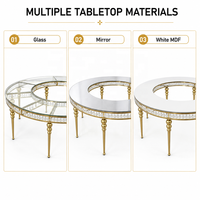 Table à manger Simpson en verre doré et acier inoxydable, design serpentin de luxe avec cristaux, moderne, pliable, durable, pour hôtel
