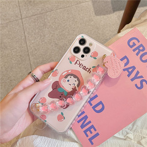 Funda Protectora para Teléfono con Cadena de Pulsera de Niña con Diseño de Melocotón para iPhone 12 Pro Max Mini 11 Pro Max XR X XS Max 7 8 Plus SE <span class=keywords><strong>2021</strong></span> - Product Image 4