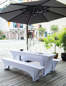 Hot Sale Rectangle Custom Fitted Spandex Stretch One Piece Elastic Beer Table Cover and Two Pieces Stretch Beer Bench Cover - Product Image 6