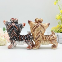Boîte à bijoux en émail de chien persan, peinte à la main, mignonne, avec charnière, statue d'animal décorative, cadeau de Noël pour enfants