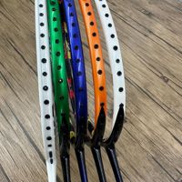 Raquette de badminton en fibre de carbone à module élevé, tension de cordage élevée, offensive, orange solaire, bleu saphir, unisexe, vente en gros