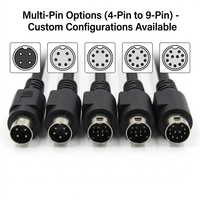 Kabel OEM Mini DIN 4 5 6 8 9 Pin Molded Male Male Berlapis Emas PVC Aluminium Foil Shielded RoHS untuk Transfer Data Serial