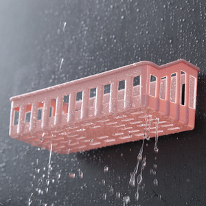 Étagère de rangement murale pour salle de bain, en plastique, sans perçage, rectangulaire, pour toilettes, lavabo, organisateur, blanc cassé, marron clair, gris, bleu - Product Image 4