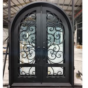 Porte en fer forgé à rupture de pont thermique, avec grille simple, pour entrée extérieure, fabrication industrielle - Product Image 1