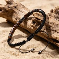 Bracelet d'amitié pour homme en perles d'œil de tigre naturel et d'onyx noir, code morse, pour la force et le courage, cadeau personnalisé avec message secret