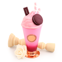 Flacon de parfum en forme de gobelet de milkshake rose dégradé de 100 ml, avec bouchon décoratif Macaron et Biscuit, rechargeable