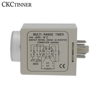 Relé de Tiempo AH3-NA/NB/NC/NE/ND de 8 Pines, 24V 110V 220V 380V, Temporizador Eléctrico Multirango, Relé de Tiempo Ajustable