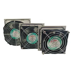 230V AC black color 255x255mm 224m3/h metal blade axial fan filter unit for cabinets and panel equipment FU9803