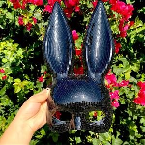 Masker kostum kelinci berkilau lucu masker hewan sutra Pvc dan cermin disko untuk Aksesori Halloween seksi anak-anak - Product Image 4