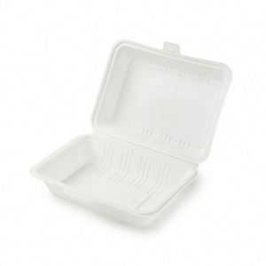 Boîte repas jetable à charnière en amidon de maïs pour animaux de compagnie, petite, ronde, pour micro-ondes, blanche/noire, 4 compartiments, 12 oz - Product Image 3