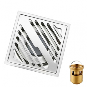 Modern Hotel Bathroom Shower Anti-Odour Hair Filter Stainless Steel Square Floor Drain with Removable Cover Grid Grate - Product Image 2