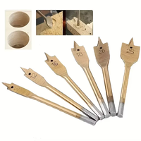 Lot de 6 forets plats à tige hexagonale pour le bois, 10-25 mm, en acier au carbure, finition oxyde argenté/doré/noir, pour le travail du bois