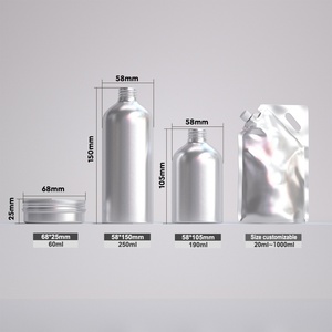 Aluminum <b>Bottle</b> for Cosmetic Body Wash 250ml Pump Dispenser with Aluminum Pouch Refillable Eco-Friendly Packaging - Product Image 2