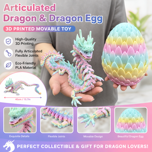 Vashine Ensemble Dragon et Œuf Imprimés en 3D 62cm Jouet Dragon Articulé Flexible PLA Écologique Dragon en Cristal - Product Image 1