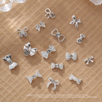 Paso Sico – Nouveaux embellissements pour ongles en alliage, style influenceur, motif papillon or et argent, ornés de strass étincelants, nœud papillon – DIY
