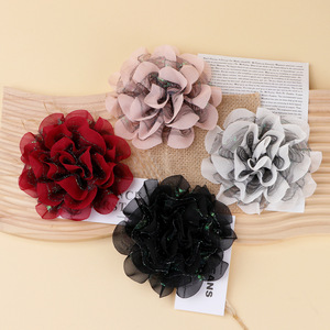 Fleurs en mousseline de soie 12 cm, accessoires pour cheveux faits à la main, pour la décoration de vêtements, chaussures, sacs et autres projets DIY - Product Image 1