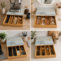 Support pour dosettes et capsules de café en bambou avec étagère en verre, organisateur de cuisine, boîtes de rangement en bois et bambou, bacs de rangement