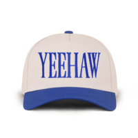 Gorra de Béisbol de Cinco Paneles con Visera Rígida, Personalizable de Fábrica, en Dos Tonos, con Bordado 'YEEHAW', Estilo Retro Casual Unisex