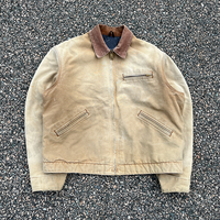 Veste de Travail Personnalisée en Toile de Canard Robuste pour Hommes, Blouson Bomber Camionneur Style Charpentier Effet Vieilli