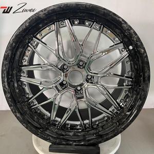 ZW forjado 2 piezas 8x170 Deep Dish negro cromado acabado ruedas para Ford F250 F350 Super Duty Truck Off Road 22 24 26 28 pulgadas llantas - Product Image 1