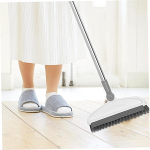 Ensemble balai et pelle à poussière vertical pour nettoyage des sols, avec brosse à poils en plastique détachable et long manche en métal, vente en gros - Product Image 1