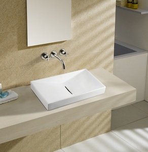 Customizable Sizes <b>Bathroom</b> Ceramic Wash Hand Basin Rectangular Solid Surface Wash Basin - Product Image 1