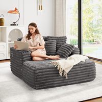 Canapé-lit inclinable classique surdimensionné en fausse fourrure moelleuse avec accoudoirs larges et oreillers en mousse compressée pour salon