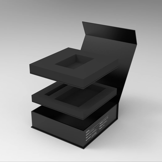 Luxury Custom Gift Boxes Black Rigid Paper Packaging Box Magnetic Closure Lid With Foam Double Layer High End Boxes