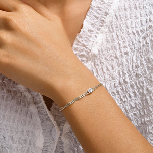 Bracelet CANNER Minimaliste en Argent Sterling 925 avec Chaîne Trombone et Zircones Rondes pour Femme, Bijoux en Gros Plaqué Or 18K - Product Image 5
