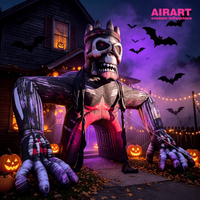 Arco Inflable Gigante de Esqueleto Monstruoso con Manos Grandes, Túnel de Entrada Inflable de Calavera para Halloween, Ideal para Casas Encantadas