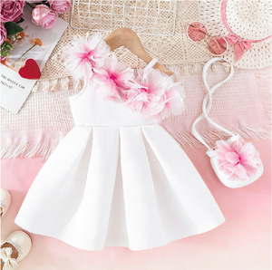 Nouvelle robe pour filles, style européen et américain, robe fleurie pour filles, robe de fête avec sac assorti, vente chaude - Product Image 5