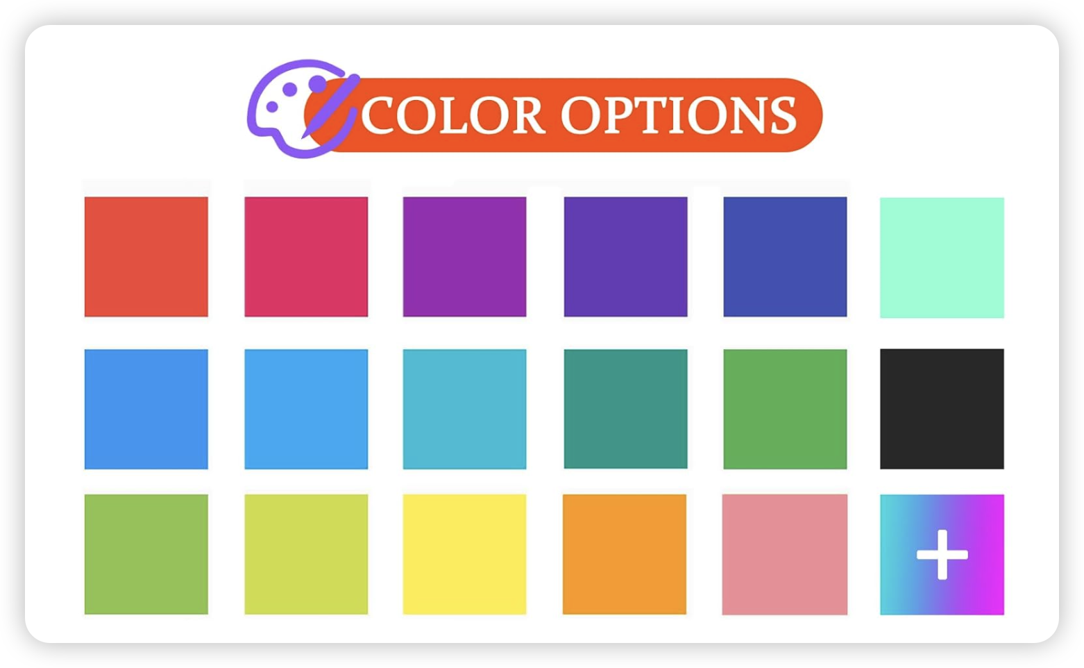 Red/White/Blue/Black/Gray/Green/Orange/Yellow